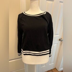 Black Long Sleeve Top with White Trim